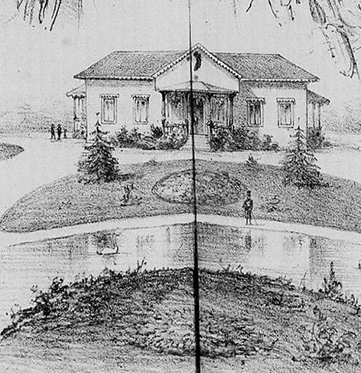 AGOSTINI, Angelo. A Chácara do Chalet, palco do baile campestre durante a inauguração da segunda seção da Estrada de Ferro de Cantagallo, em dezembro de 1873. Gravura publicada em: O Mosquito, ano 5, n. 224 (27/12/1873), p. 3-6. Acervo: Fundação Biblioteca Nacional do Brasil.